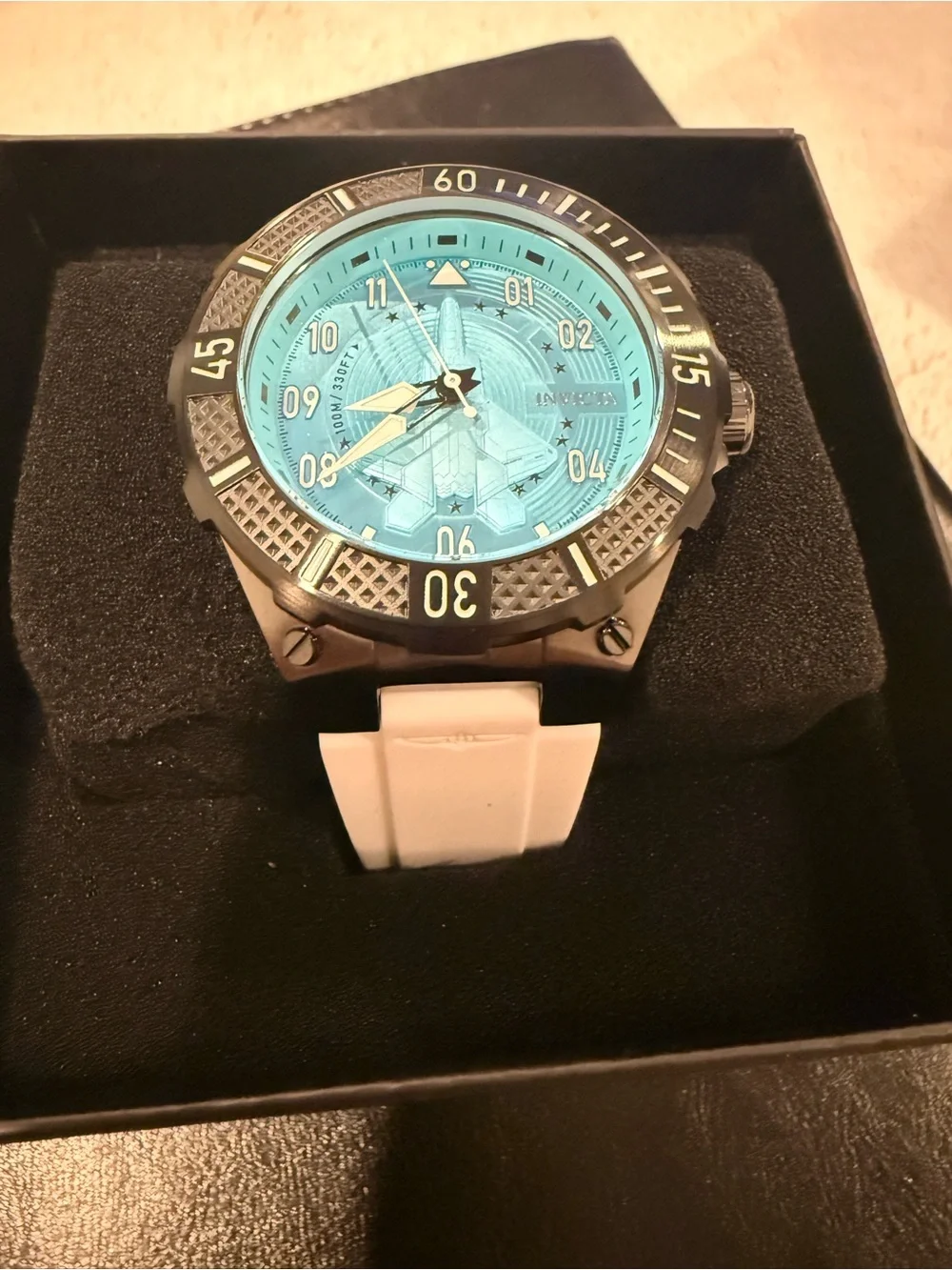 Invicta Aviator Alacer Men’s Watch - 50mm White Strap w/Turquoise Dial (50645)